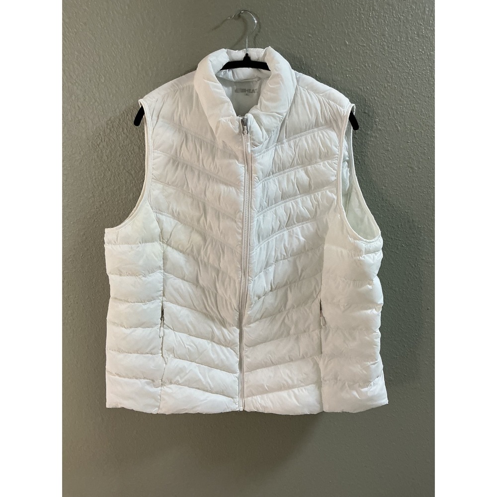 32 Degrees White Quilted Puffer Vest with High Collar